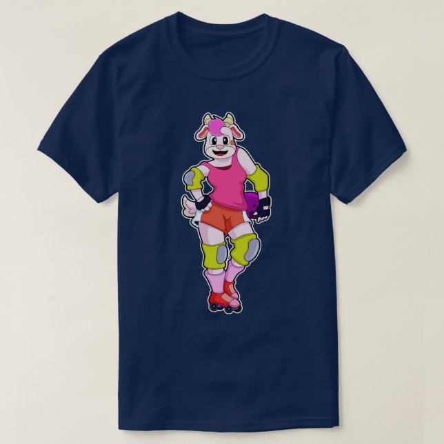 Goat as Inline Skater with Inline Skates T-Shirt (Design Front)