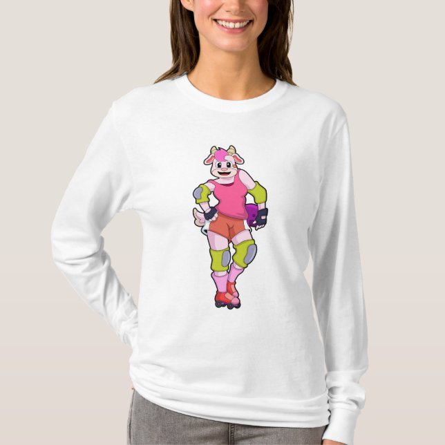 Goat as Inline Skater with Inline Skates T-Shirt (Front)