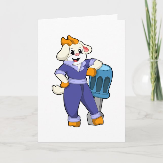 Goat as Mechanic with Screwdriver Card (Front)