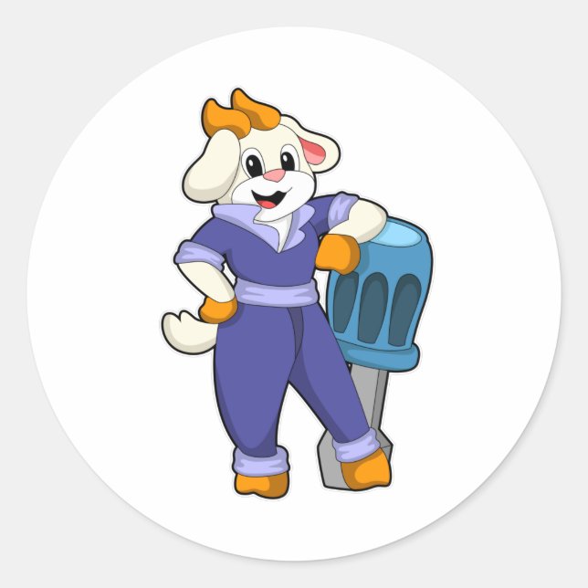 Goat as Mechanic with Screwdriver Classic Round Sticker (Front)