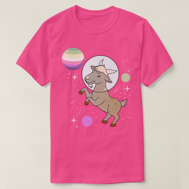 Goat Astronaut Genderfae Pride  T-Shirt (Design Front)