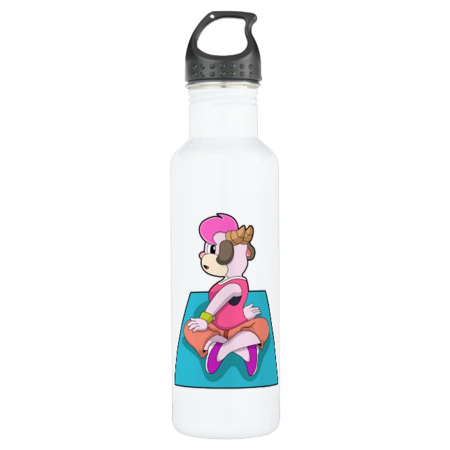 Goat at Yoga on Yoga mat 710 Ml Water Bottle (Front)