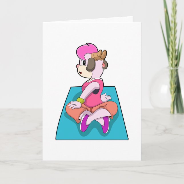 Goat at Yoga on Yoga mat Card (Front)