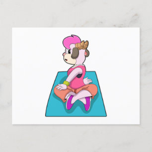 Goat at Yoga on Yoga mat Postcard