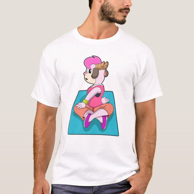 Goat at Yoga on Yoga mat T-Shirt (Front)