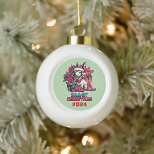 Goat Baa-ry Christmas  Ceramic Ball Christmas Ornament