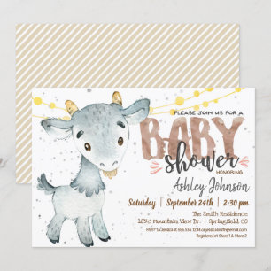 Goat Baby Shower invitation, Boy, Farm Invitation