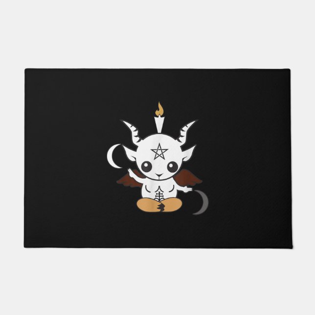 Goat Baphomet Halloween Gift Doormat (Front)