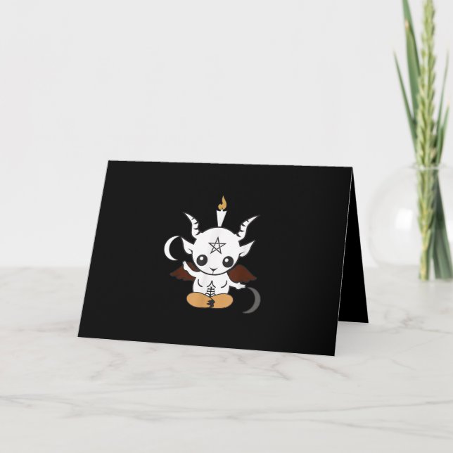 Goat Baphomet Halloween Gift Holiday Card (Front)