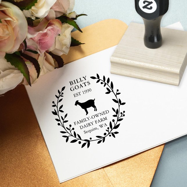 Goat Berry Laurel Editable Business II Rubber Stamp (Creator Uploaded)