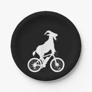 Goat Bicycle Rider Funny Goat Lover Graphic Paper Plate