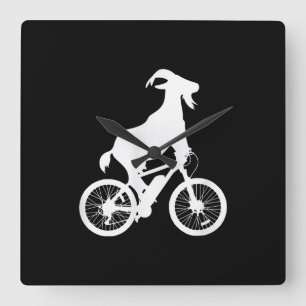 Goat Bicycle Rider Funny Goat Lover Graphic Square Wall Clock