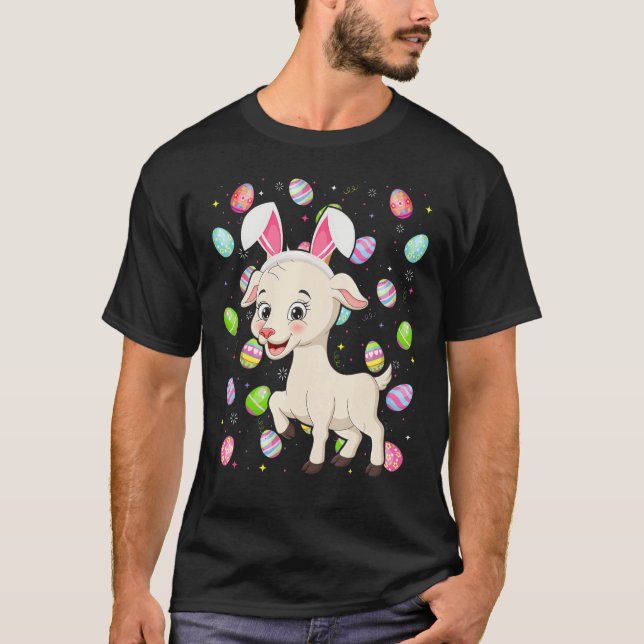 Goat Bunny Easter Egg   Funny Goat Easter Sunday T-Shirt (Front)