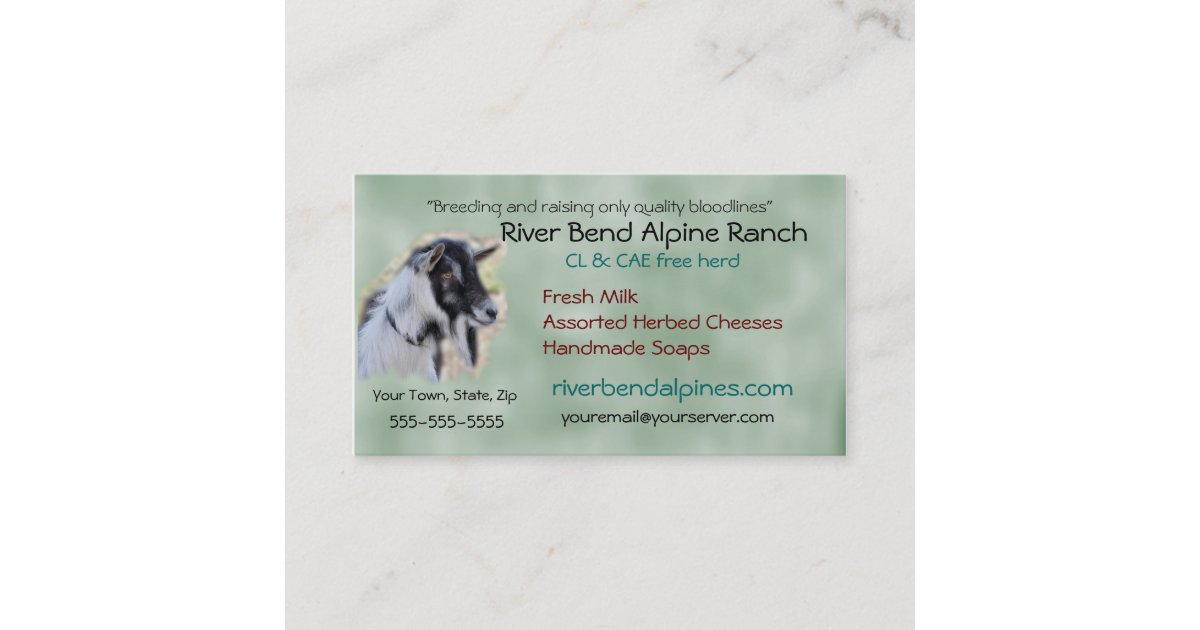 Goat Business Card customiseadd your own photo Business Card Zazzle