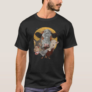 Goat Chicken Donkey Cow Country Farmer Farm Animal T-Shirt