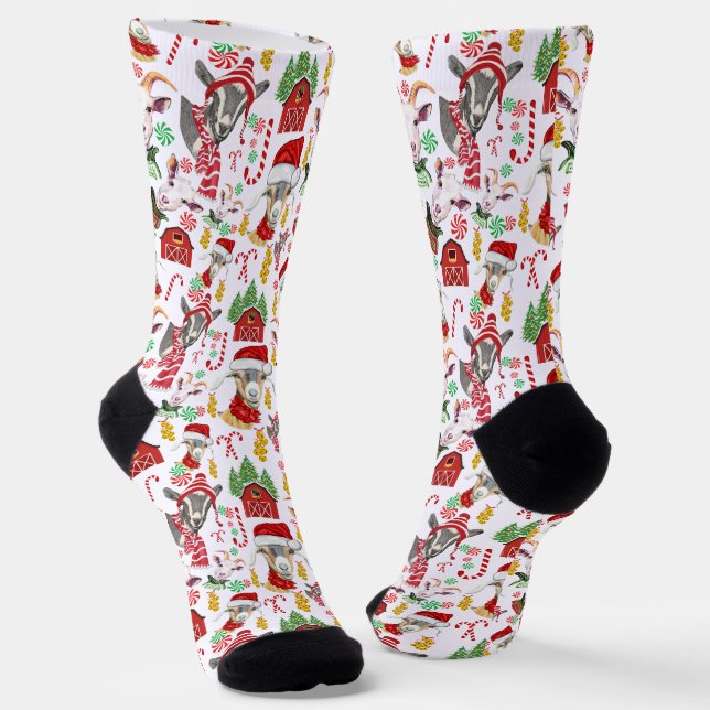 Goat Christmas Candy Canes  Socks (Angled)
