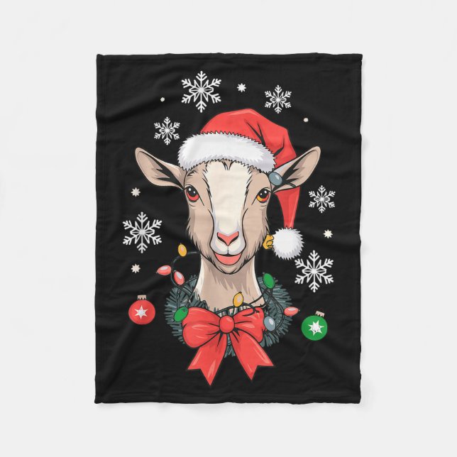 Goat Christmas  Fleece Blanket (Front)