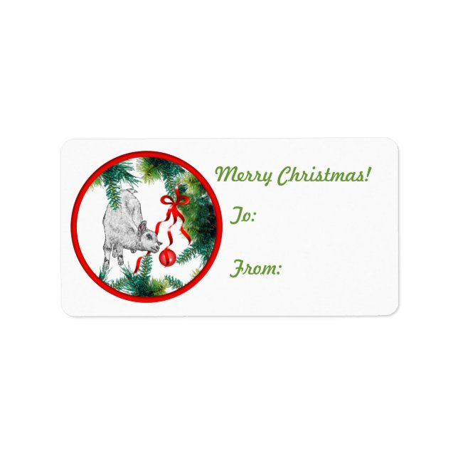 Goat Christmas Gift Tag Sticker (Front)