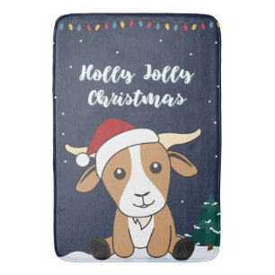 Goat Christmas Goats Winter Animals Bath Mat