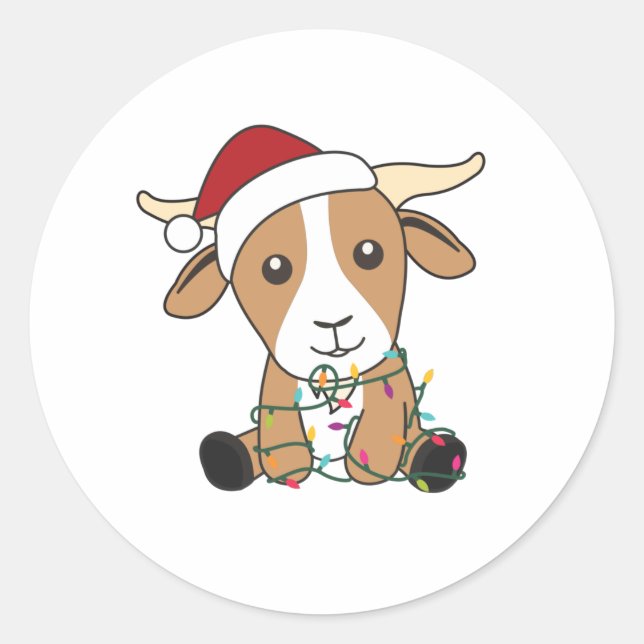 Goat Christmas Goats Winter Animals Classic Round Sticker (Front)