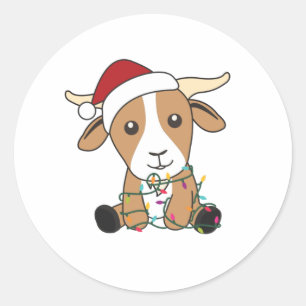 Goat Christmas Goats Winter Animals Classic Round Sticker