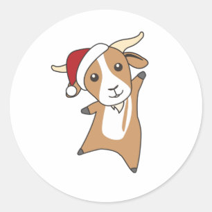 Goat Christmas Goats Winter Animals Classic Round Sticker