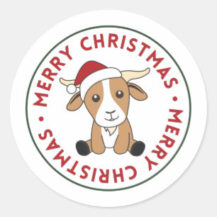 Goat Christmas Goats Winter Animals Classic Round  Sticker