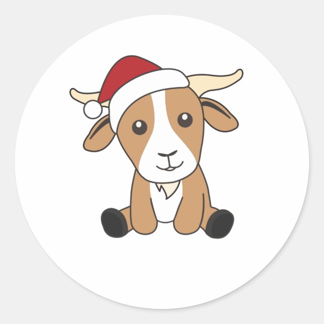 Goat Christmas Goats Winter Animals Classic Round Sticker (Front)