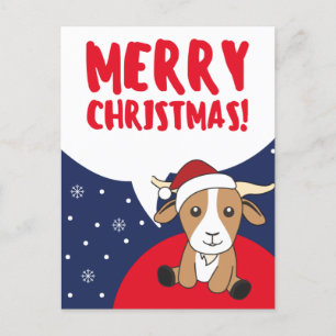 Goat Christmas Goats Winter Animals Holiday Postca Postcard