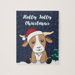 Goat Christmas Goats Winter Animals Jigsaw Puzzle