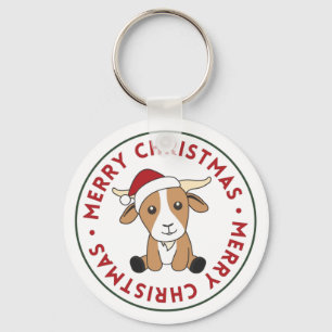 Goat Christmas Goats Winter Animals Keychain