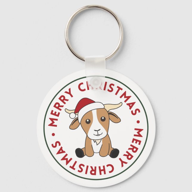 Goat Christmas Goats Winter Animals Keychain (Front)