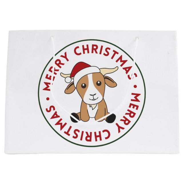 Goat Christmas Goats Winter Animals Large Gift Bag (Front)