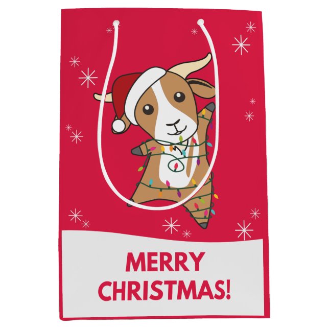 Goat Christmas Goats Winter Animals Medium Gift Ba Bag (Front)