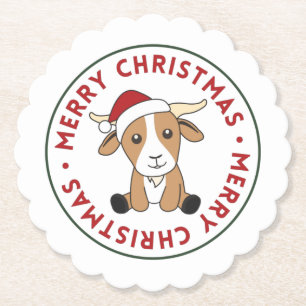 Goat Christmas Goats Winter Animals Paper Coaster