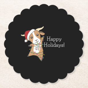 Goat Christmas Goats Winter Animals Paper Coaster