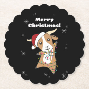 Goat Christmas Goats Winter Animals Paper Coaster