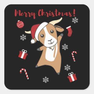 Goat Christmas Goats Winter Animals Square Sticker