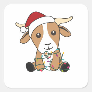 Goat Christmas Goats Winter Animals Square Sticker