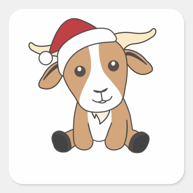 Goat Christmas Goats Winter Animals Square Sticker (Front)