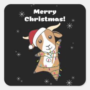 Goat Christmas Goats Winter Animals Square Sticker