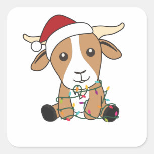 Goat Christmas Goats Winter Animals Square Sticker
