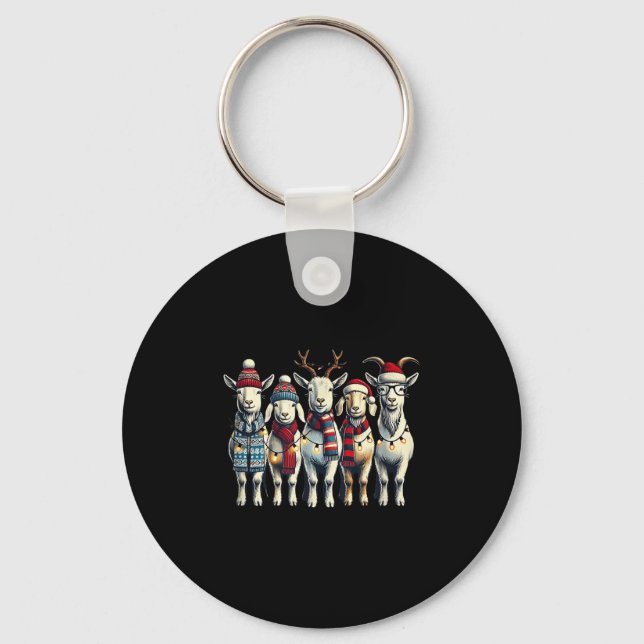 Goat Christmas Goats Xmas Goat Lover  Key Ring (Front)