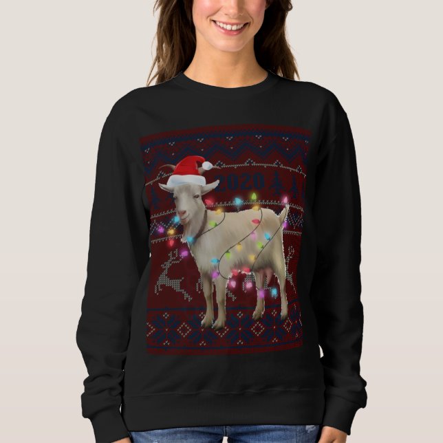 Goat Christmas Lights Ugly Sweater Goat Lover Gift (Front)