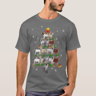 Goat Christmas Pajama Xmas Goats Tree Lights Hat T-Shirt