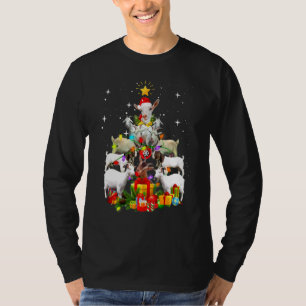 Goat Christmas Pajama  Xmas Goats Tree Lights Hat  T-Shirt