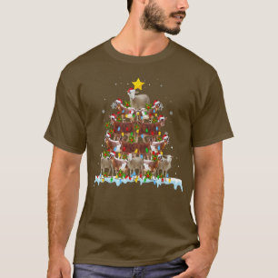 Goat Christmas Pajama Xmas Goats Tree Lights Hat T-Shirt