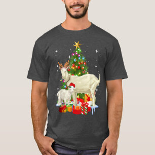 Goat Christmas Pajama Xmas Goats Tree Lights Hat T-Shirt