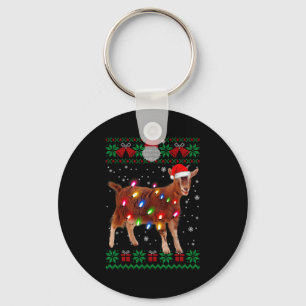 Goat Christmas Sweater Goat Christmas Tree Lights  Key Ring