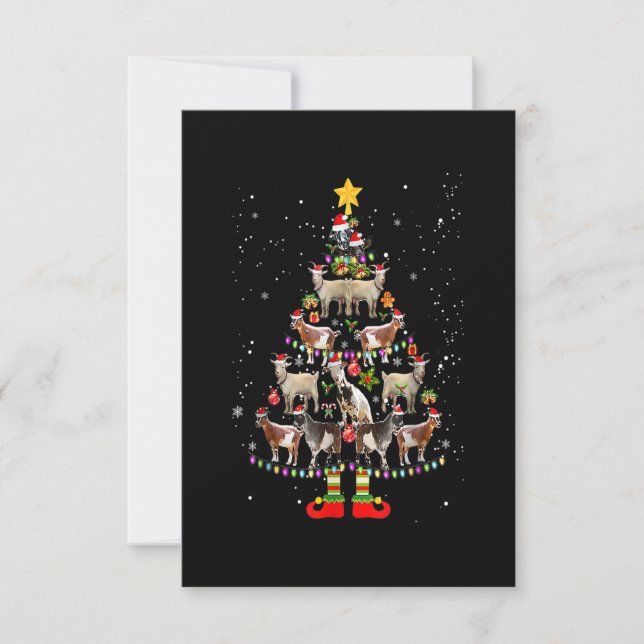 Goat Christmas Tree Snow Funny Goat Xmas Matching Thank You Card (Front)